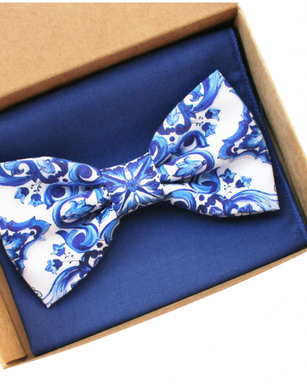 Papillon Majolica white/blue