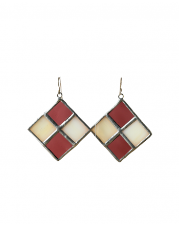 Red and White Glass Pendant Earrings