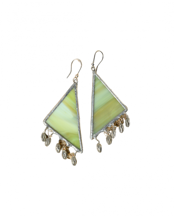 Green Glass Pendant Earrings